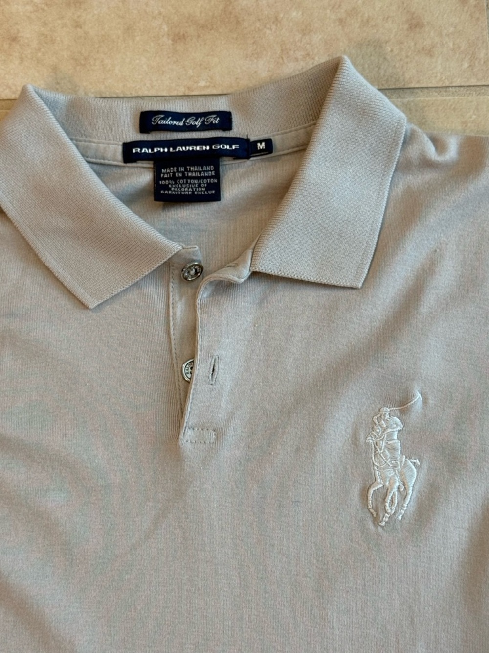 Polo by Ralph Lauren Light Gray/Off-White Polo Shirt - Picture 2 of 2